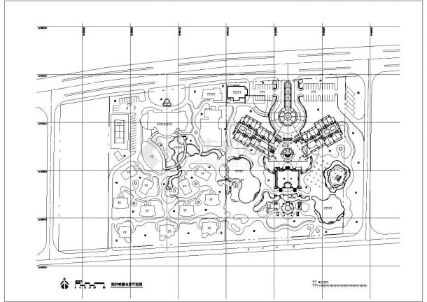 某园林广场喷灌规划设计cad总平面施工图-图一