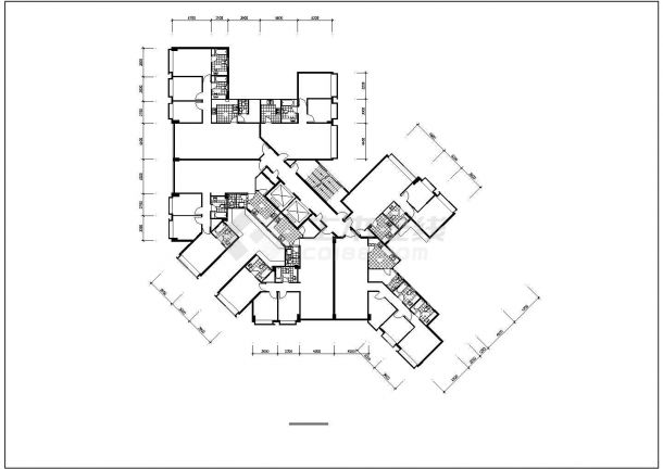 香港帝景轩小区高层住宅楼的标准层平面设计CAD图纸（6张）-图二
