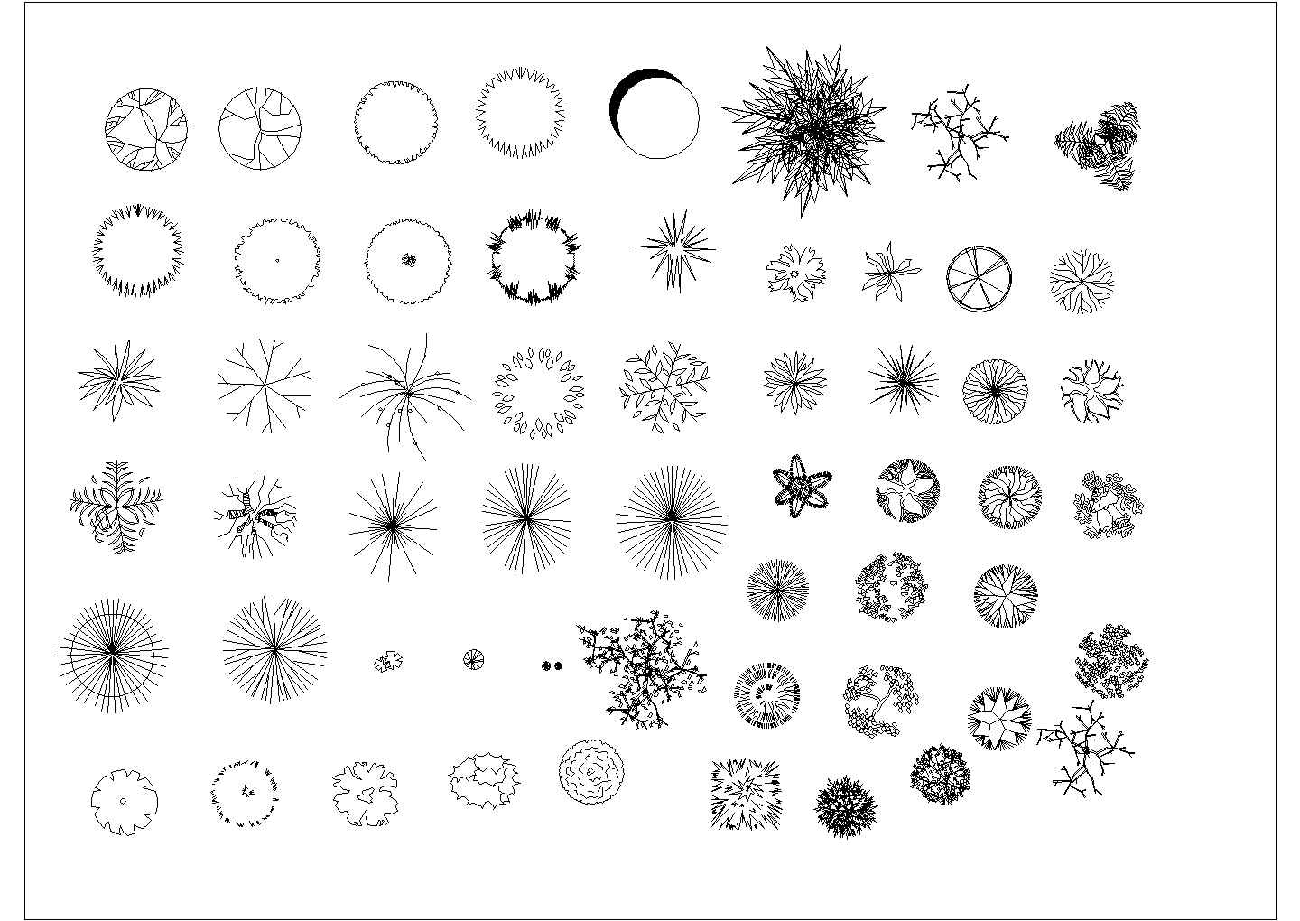 典型绿化设计常用植物cad图例集合