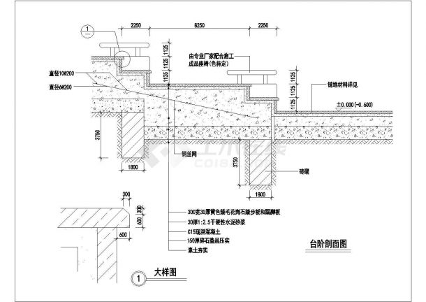 某景观工程台阶规划设计cad施工详图-图二