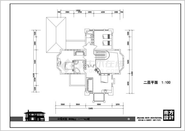 某二层框架结构简欧风格别墅设计cad建筑方案图-图一