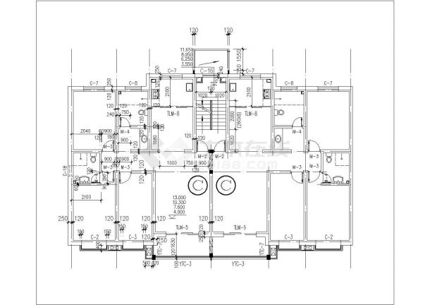 太原市幸福兰苑小区住宅楼局部平面设计CAD图纸（含9张户型图）-图二