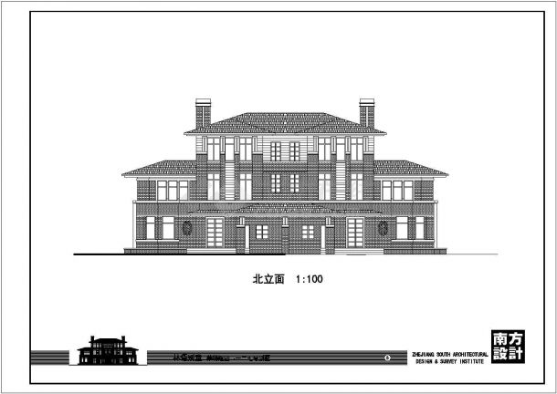 某三层框架结构简欧别墅设计cad建筑方案图-图二
