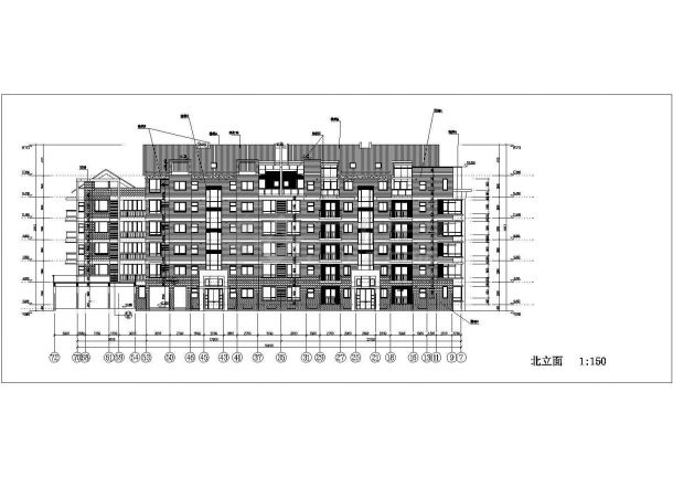 铜川市某居住区6层砖混结构U字型住宅楼建筑设计CAD图纸（带阁楼）-图一
