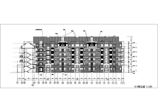 铜川市某居住区6层砖混结构U字型住宅楼建筑设计CAD图纸（带阁楼）-图二