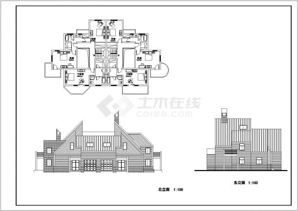 某框架结构二层简欧别墅设计层cad建筑方案图纸-图二