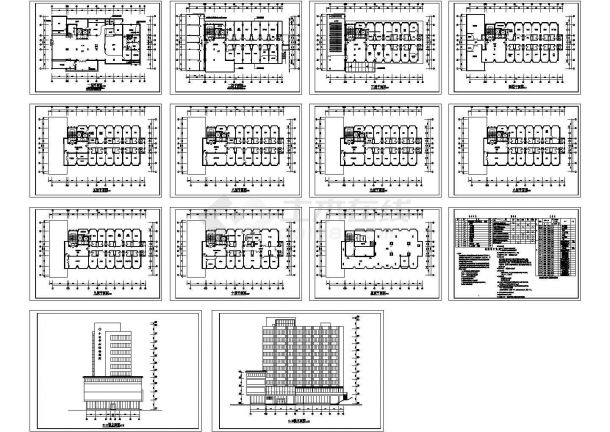 某地市中心医院多层病房全套建筑施工设计cad图纸-图一