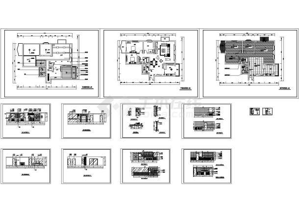 某小区住宅3室2厅2卫户型装修设计CAD全套图纸-图一