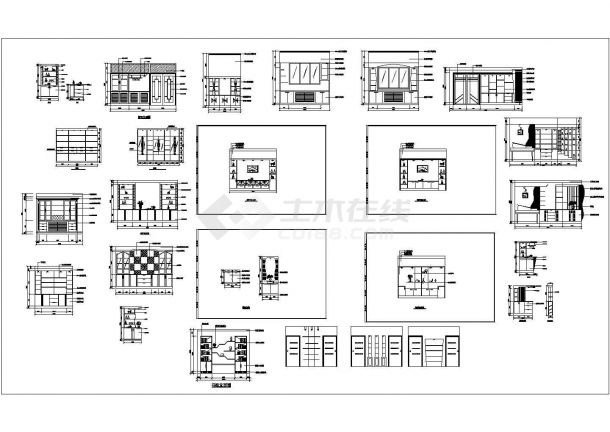 经典室内家装酒柜吧台等设计cad立面素材图块集合（标注详细）-图二