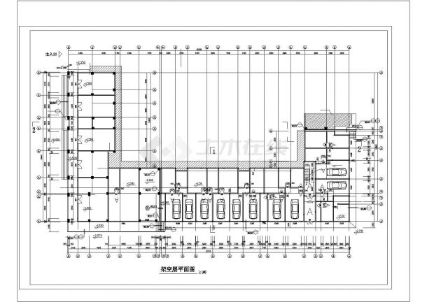 汾阳市秋水人家小区6层混合结构住宅楼全套平面设计CAD图纸（含架空层）-图一