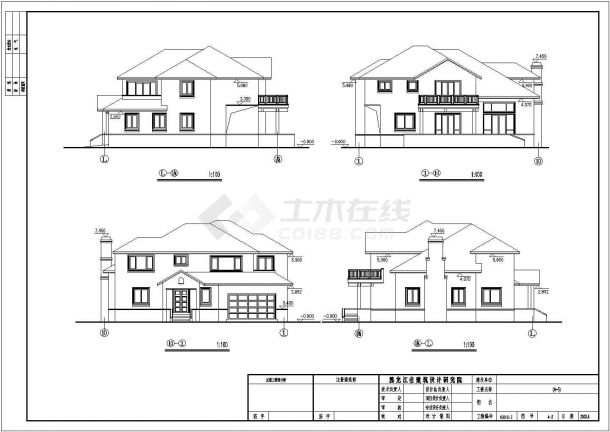银川市贝丽花园小区415平米2层砖混结构独栋别墅CAD建筑设计图纸-图二