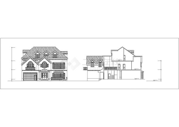 三套经典中式风格的2-3层砖混结构单体别墅CAD建筑设计图纸-图二
