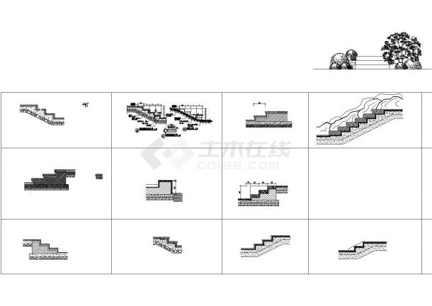 各种台阶做法cad施工图-图一
