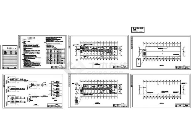 五层公寓宿舍楼电气系统设计施工cad图纸，共六张-图一