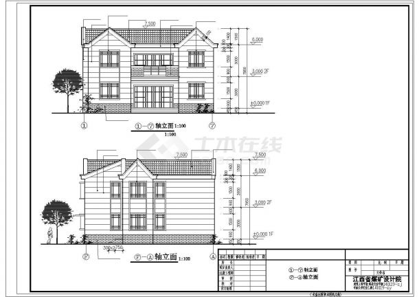 潮州市玫瑰花园小区210平米2层砖混结构独栋私人别墅建筑设计CAD图纸-图二