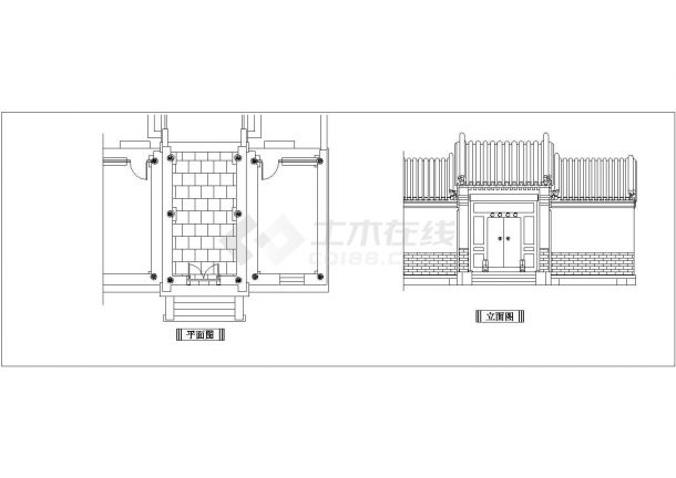 典型中式仿古风格牌坊大门设计cad建筑方案图（含多种类型设计）-图二