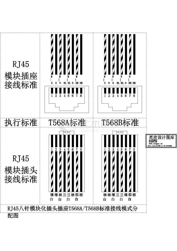 某标准型八针模块化插头插座标准接线电气系统设计原理CAD图纸-图一