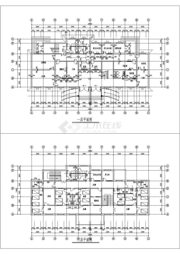 苏州某医院多层门诊楼全套建筑施工设计cad图【只有一二层的平面图】-图一