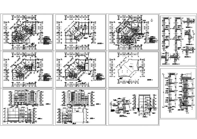 某地4层蝶形防疫站全套建施设计cad图纸【平立剖 大样图】_图1