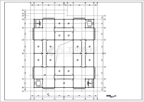 某四层框架结构现代仿古服务中心设计cad建筑方案图纸-图一