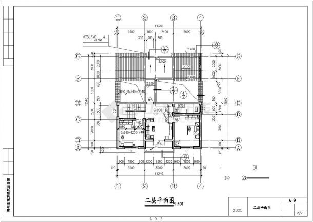 嘉兴市某社区2层混合结构单体别墅建筑设计CAD图纸（含天面层）-图一