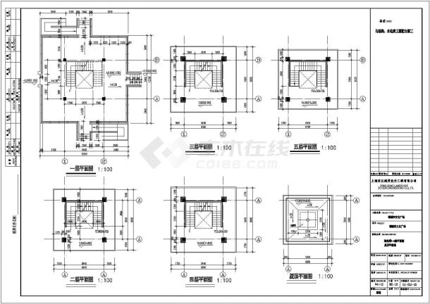 某文化广场内四层框架结构观光塔设计cad全套建筑施工图-图二