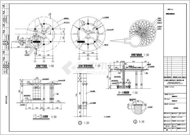 某文化广场内水晶(玻璃)亭设计cad施工详图-图一