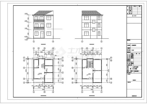 泰州市富新村250平米双层混合结构自建别墅楼建筑设计CAD图纸-图一