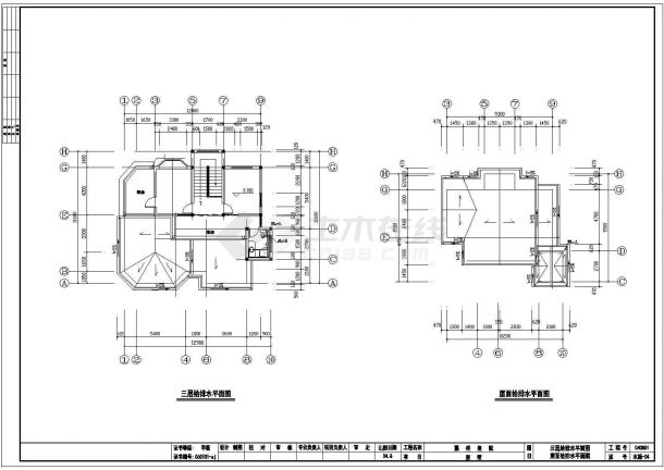 乐山市某现代化村镇3层砖混结构单体别墅给排水设计CAD图纸-图二