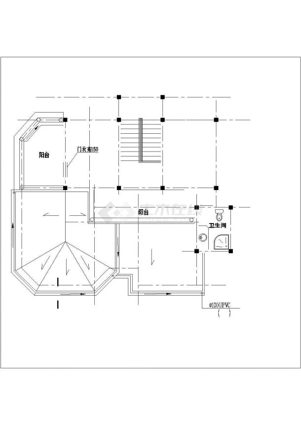 沈阳市天富家园小区3层砖混结构单体别墅建筑结构设计CAD图纸-图一