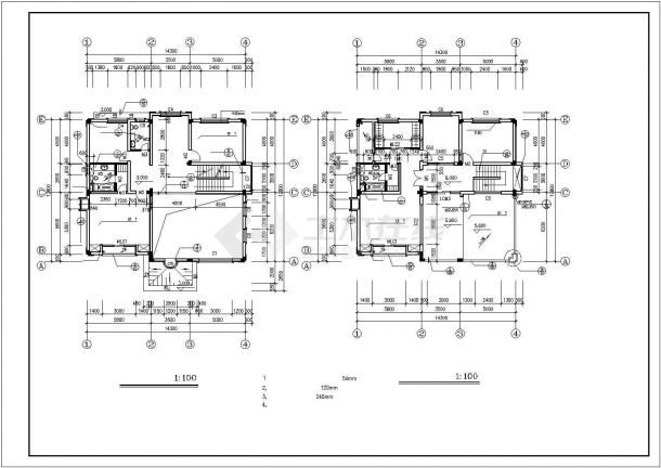 舟山市某小区440平米3层砖混结构单体别墅建筑设计CAD图纸（含半地下室）-图一