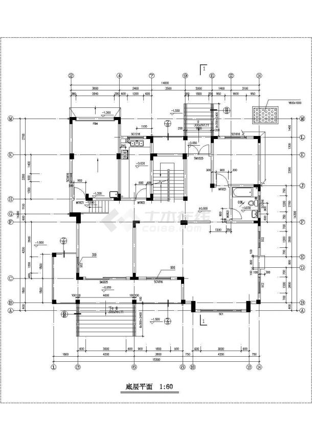 武汉市某别墅区三层框混结构独栋别墅建筑设计CAD图纸（含效果图）-图一