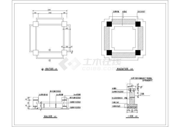 某景观树池设计cad建筑施工详图（标注详细）-图一