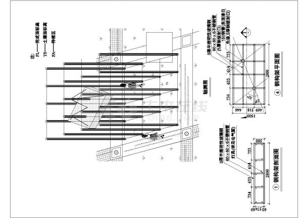 某景观标志--钢构架设计cad建筑施工详图-图二
