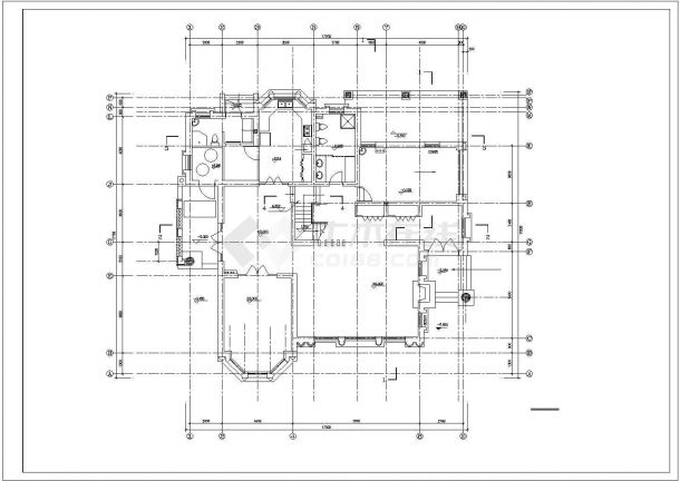 南通市富源村3层砖混结构自建别墅建筑设计CAD图纸-图二