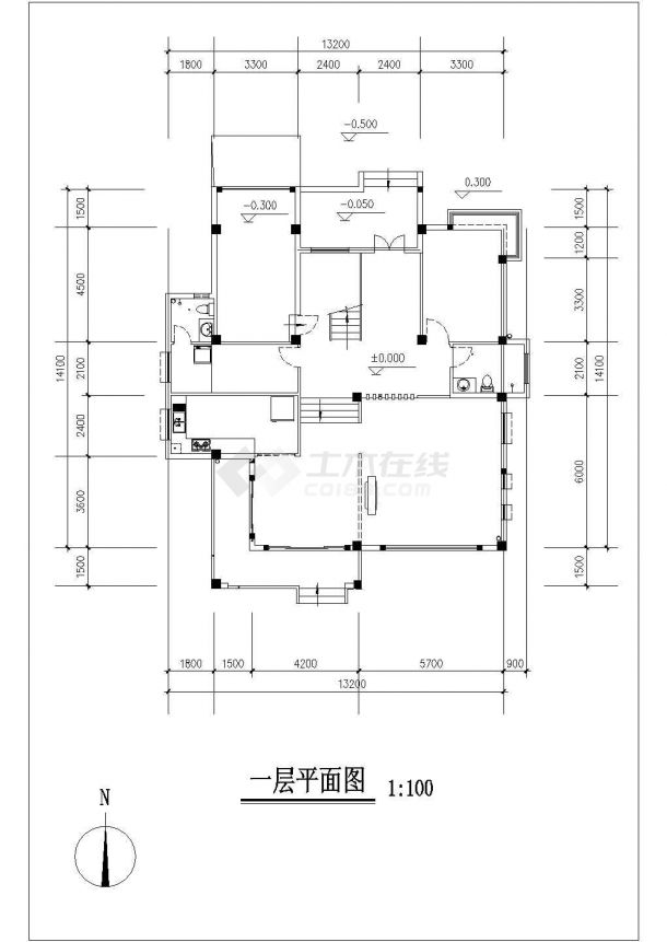重庆市禾川新村3层砖混结构单体别墅建筑设计CAD图纸（含效果图）-图一