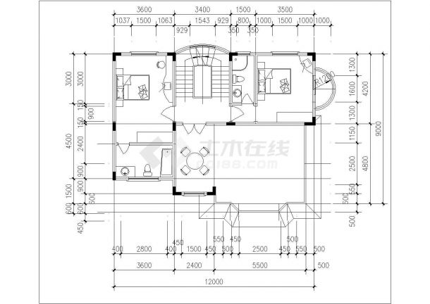广安市安和新村3层砖混结构高档单体别墅建筑设计CAD图纸（含效果图）-图二