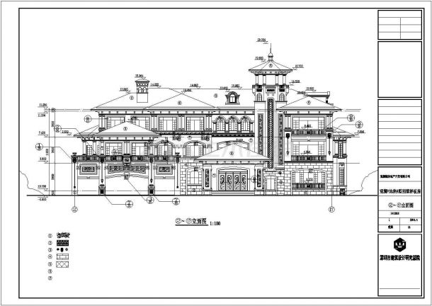 郑州市某避暑山庄2200平米三层框架结构别墅建筑设计CAD图纸-图一