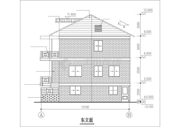 锦州市某小区560平米3层框混结构单体别墅建筑设计CAD图纸（含效果图）-图二
