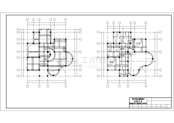 呼和浩特市某现代化小区3层框架结构单体别墅全套结构设计CAD图纸-图二