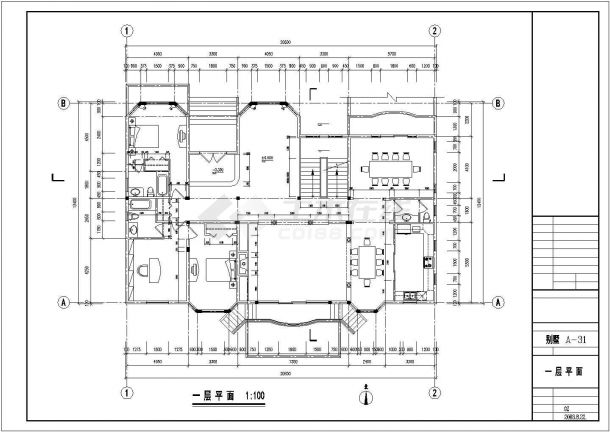 常州某村镇680平米2层框架结构私人别墅建筑设计CAD图纸（带地下室）-图一