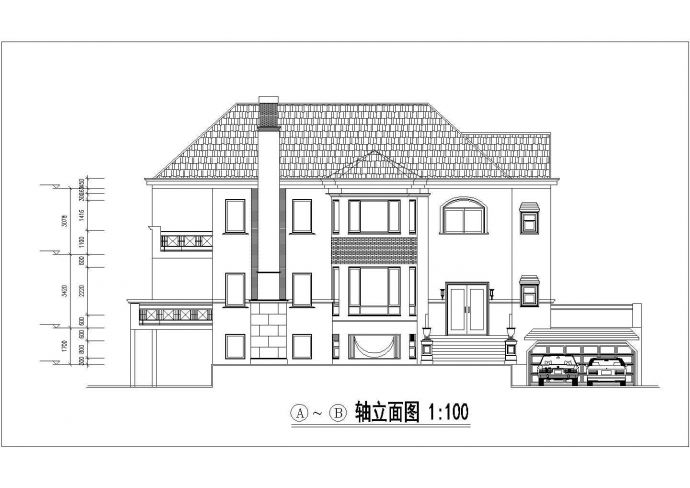 福州市某居住区490平米3层砖混结构单体别墅建筑设计CAD图纸_图1