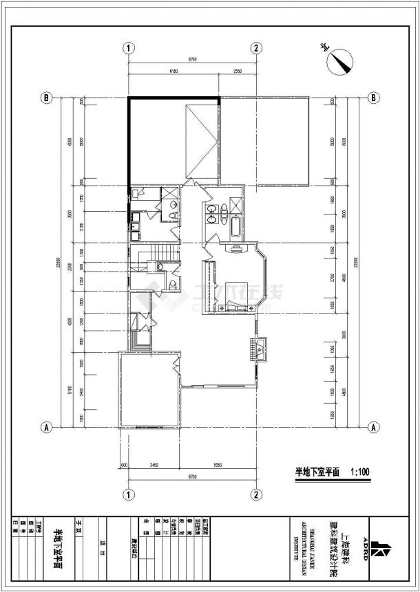 福州市某居住区490平米3层砖混结构单体别墅建筑设计CAD图纸-图二