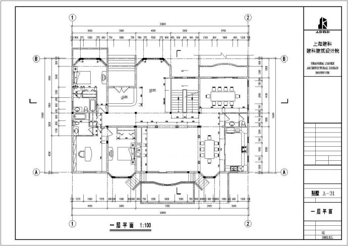 莆田市人民路某社区680平米2层砖混结构单体别墅建筑设计CAD图纸_图1
