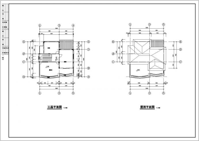 运城市和溪花园小区3层砖混结构单体别墅建筑设计CAD图纸_图1