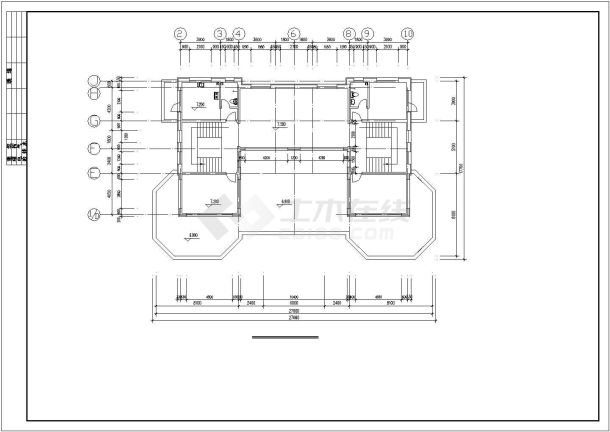 哈尔滨某别墅区2层混合结构单体别墅建筑设计CAD图纸（含结构图）-图二