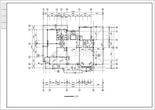 十堰市幸福花园小区640平米3层砖混结构单体别墅建筑设计CAD图纸-图二