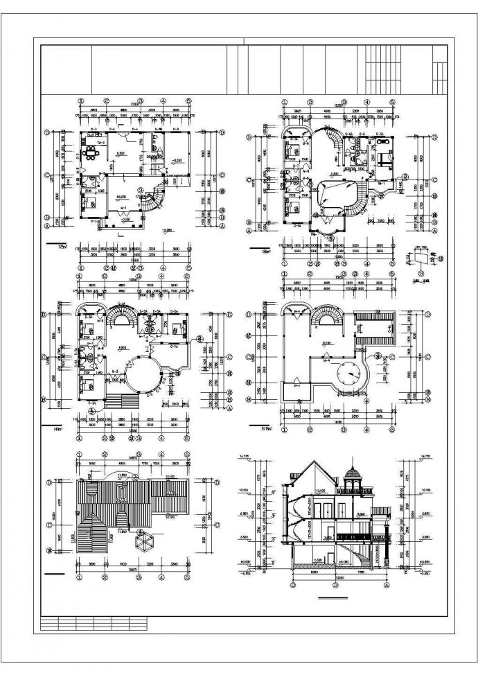 200平米3层混合结构乡村别墅全套建筑设计CAD图纸（带阁楼）_图1