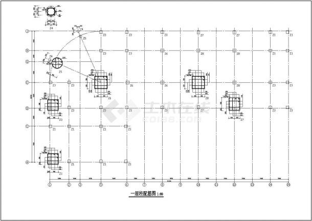框架式办公综合楼建筑结构施工CAD图纸-图一