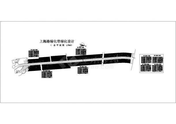 上海路绿化带绿化规划设计cad总平面施工图-图一